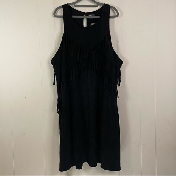 NWT - City Chic Faux Suede Fringe Dress - Picture 1 of 8